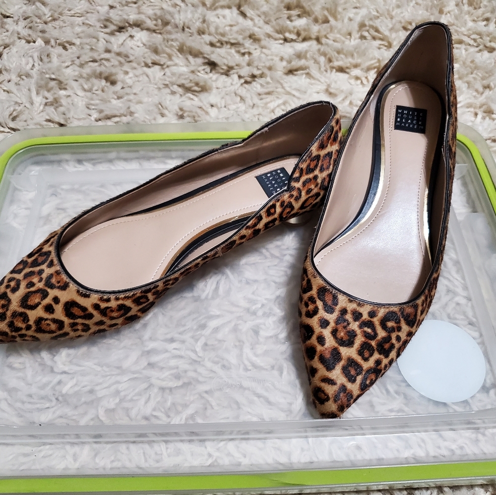 whbm cowhide leopard flats